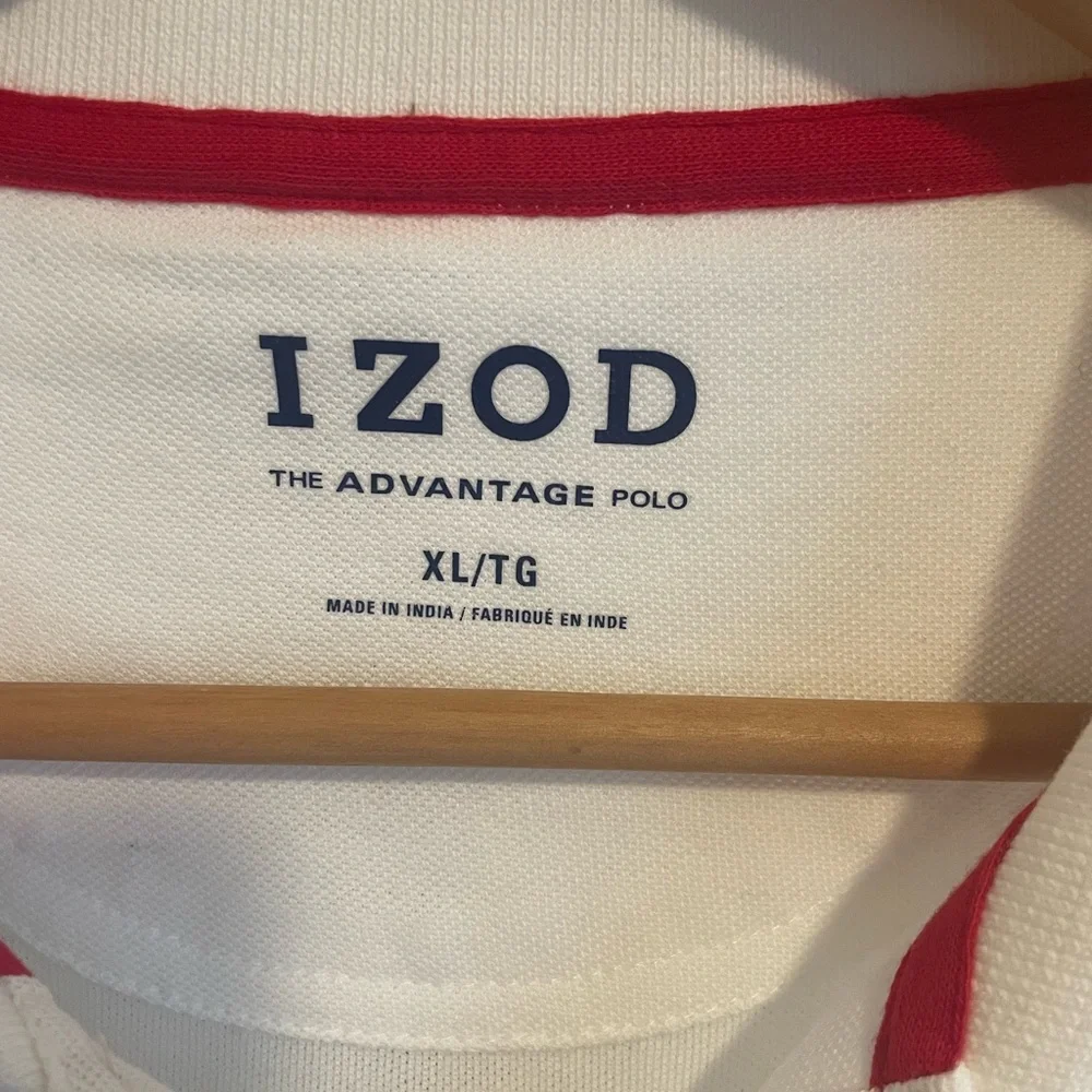 IZOD - NWT The Advantage Polo. White, red & navy stripes. Size XL - Picture 3 of 7